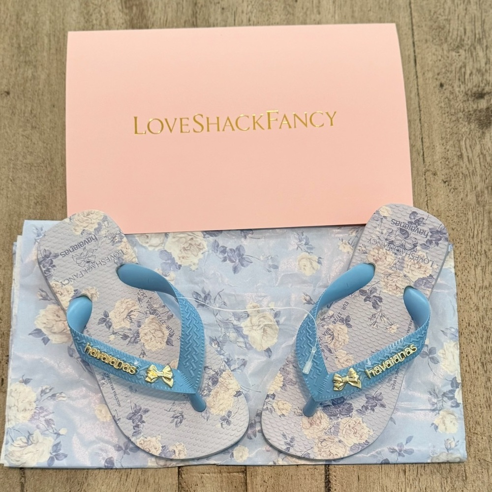 LoveShackFancy X Havaianas Girls Whisper Blue Flip Flops